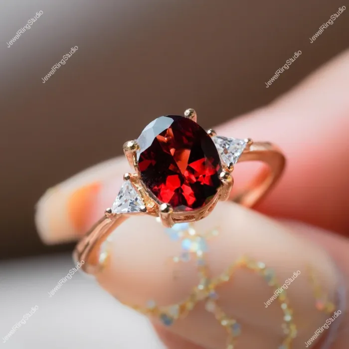 Red Garnet Rings, Garnet Gold Engagement Ring for Women Jewelry (Copy)